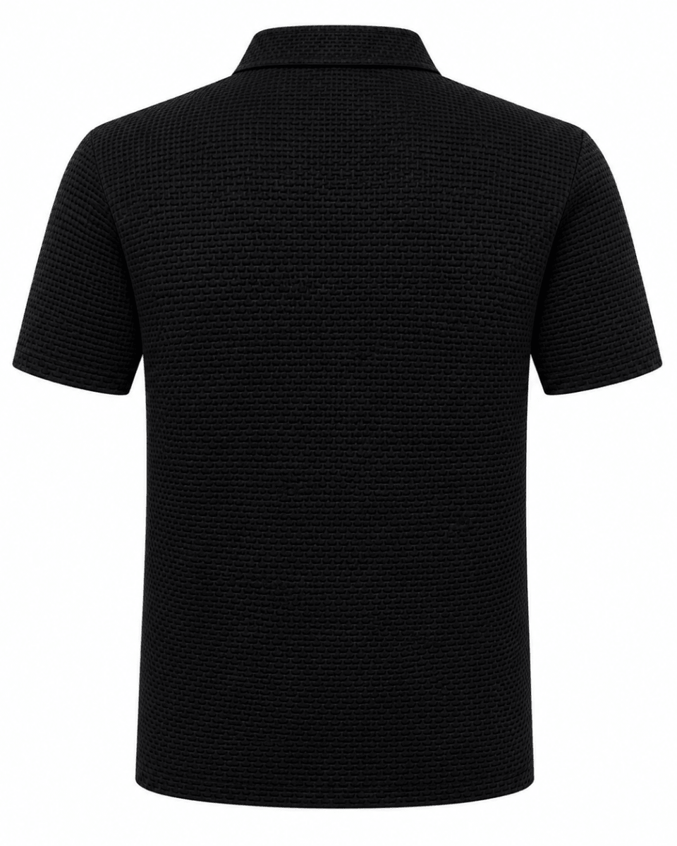 Black and gray pinstripe shirt with Champion logo on a white background