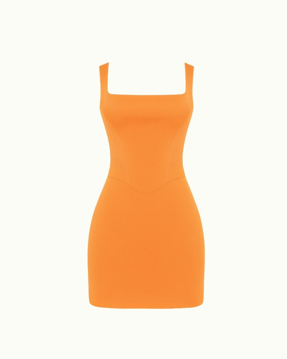 Orange fenlo dress on a white background