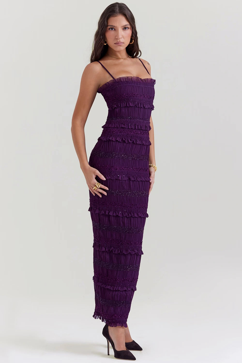 Hannie Pailletten-Plisseekleid 