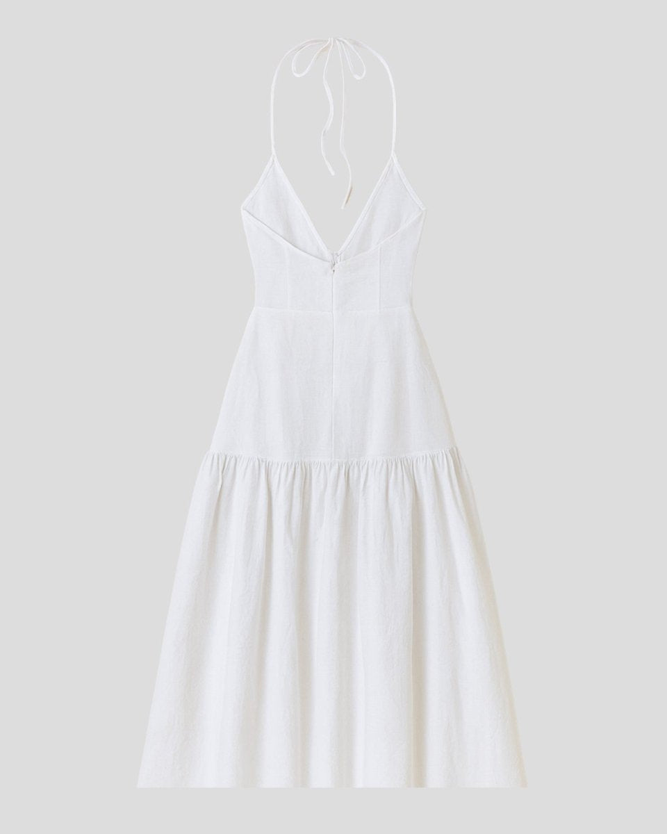 White dress on a light gray background