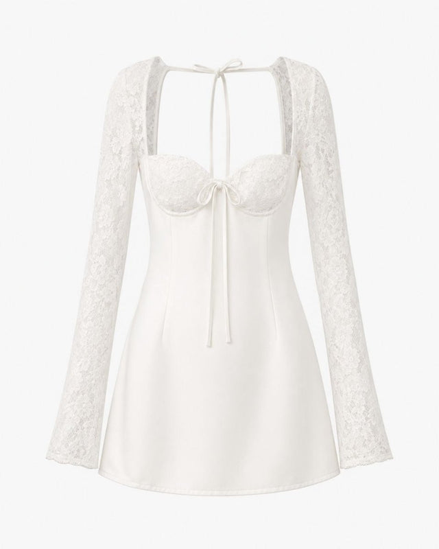 Louise white sweetheart bodice and floral lace detail